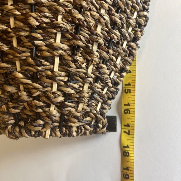 Woven Straw Baskets Oval Wood Handles Brown Nesting Set Of 3 Table Wall Rustic - Picture 9 of 16